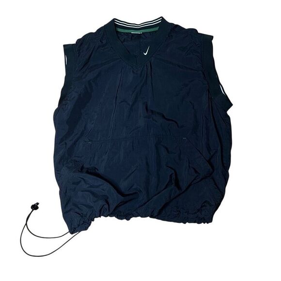 Vintage Nike White Tag Windbreaker V-Neck Black Vest Large - Picture 1 of 5